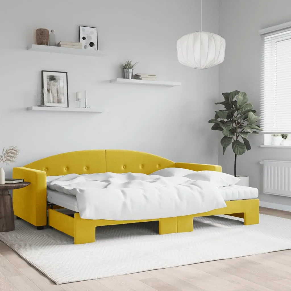 vidaXL Divano Letto Estraibile con Materassi Giallo 80x200 cm Velluto