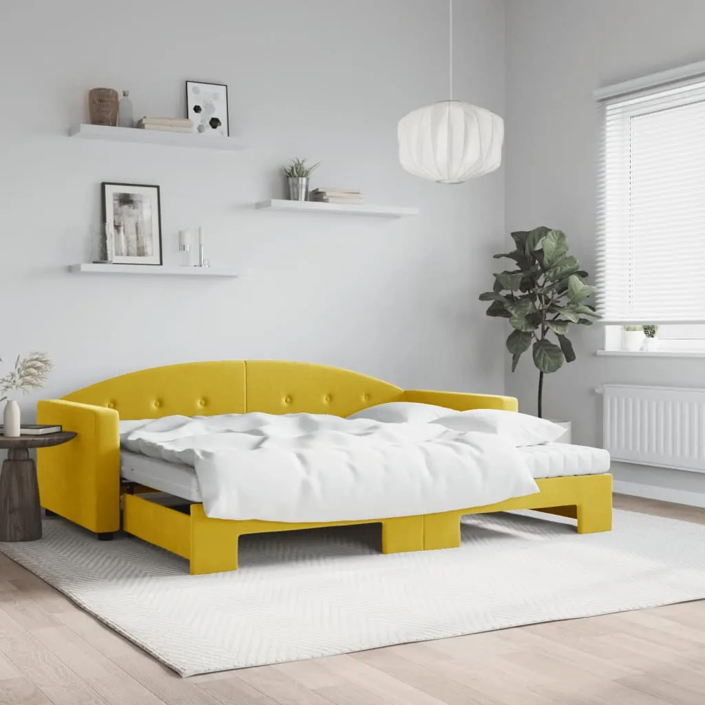 vidaXL Divano Letto Estraibile con Materassi Giallo 90x200 cm Velluto