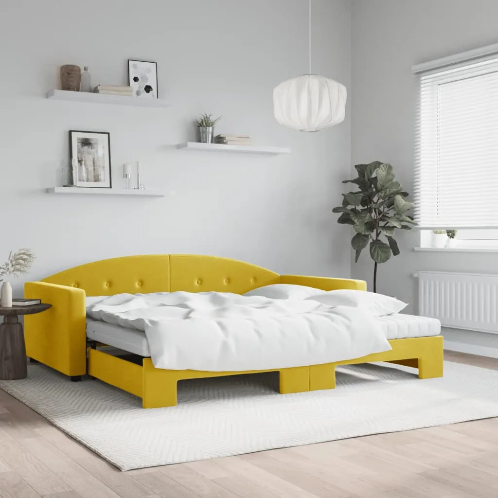 vidaXL Divano Letto Estraibile con Materassi Giallo 100x200 cm Velluto