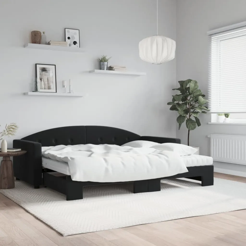 vidaXL Divano Letto Estraibile con Materassi Nero 90x190 cm Velluto