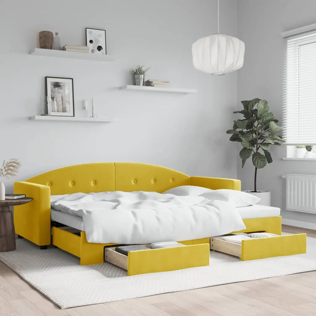 vidaXL Divano Letto Estraibile con Cassetti Giallo 80x200cm in Velluto