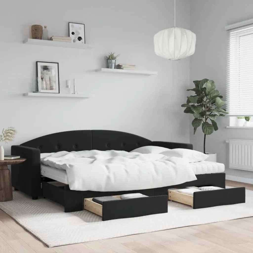 vidaXL Divano Letto Estraibile con Cassetti Nero 80x200 cm in Velluto