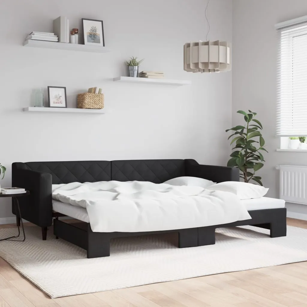 vidaXL Divano Letto con Letto Estraibile Nero 90x200 cm in Tessuto