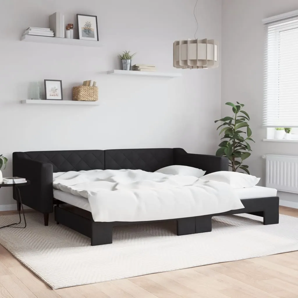 vidaXL Divano Letto con Letto Estraibile Nero 100x200 cm in Tessuto