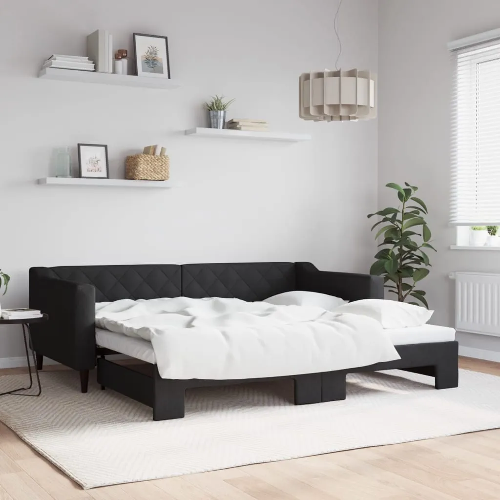 vidaXL Divano Letto con Letto Estraibile Nero 90x190 cm in Tessuto