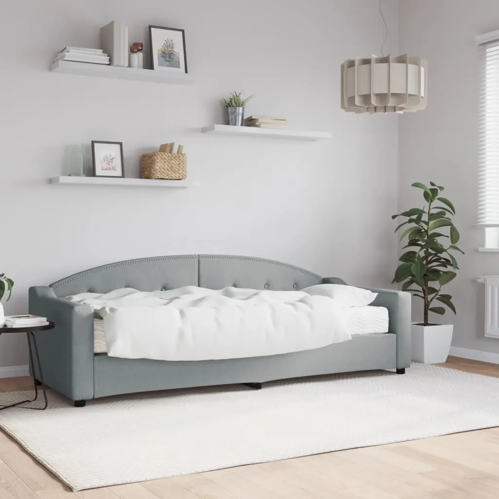 vidaXL Divano Letto con Materasso Grigio Chiaro 80x200 cm in Tessuto