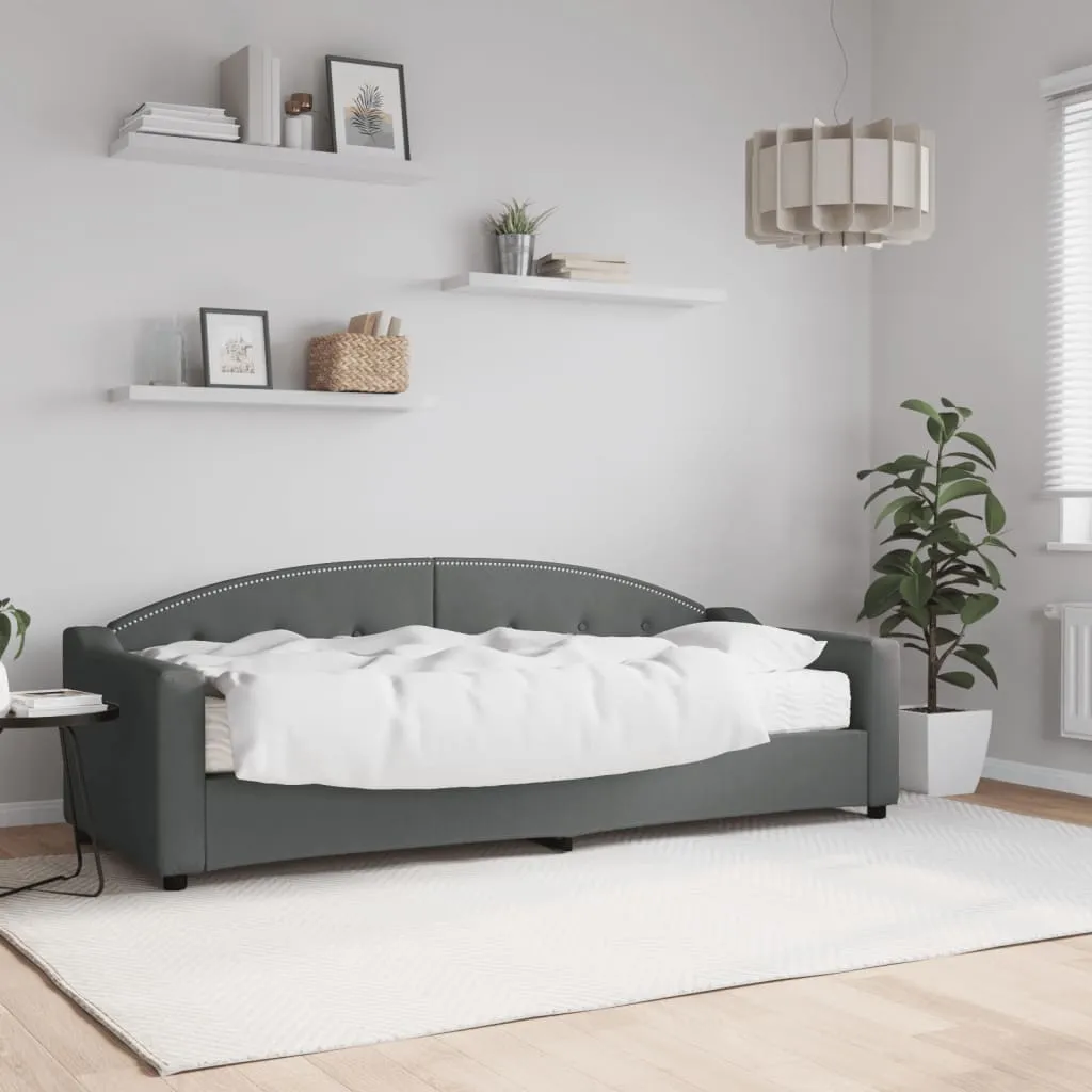 vidaXL Divano Letto con Materasso Grigio Scuro 80x200 cm in Tessuto