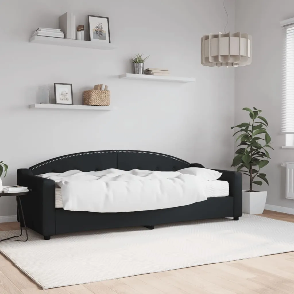 vidaXL Divano Letto con Materasso Nero 80x200 cm in Tessuto