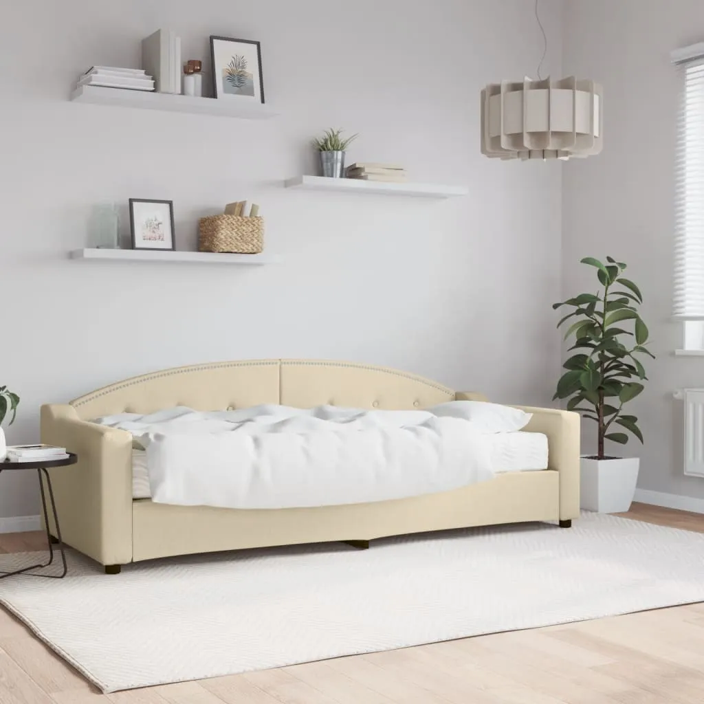 vidaXL Divano Letto con Materasso Crema 80x200 cm in Tessuto