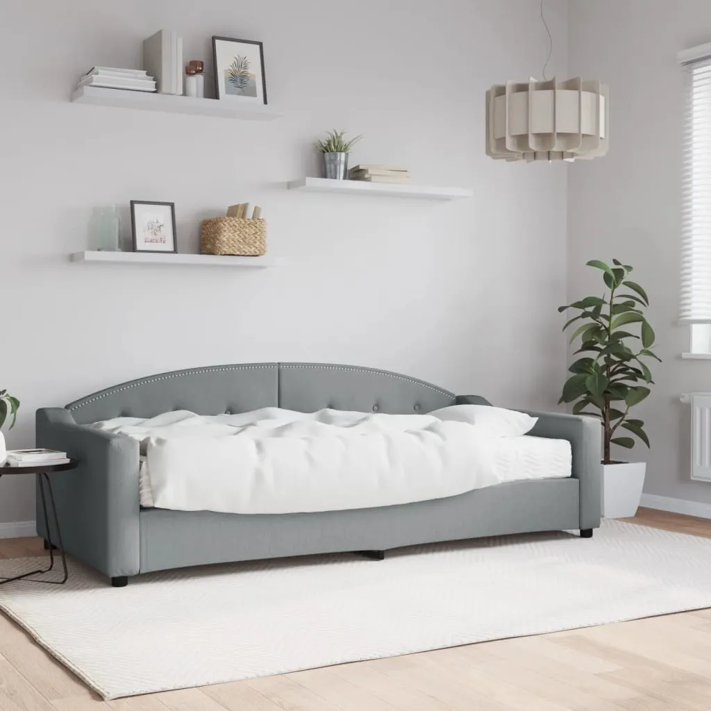 vidaXL Divano Letto con Materasso Grigio Chiaro 90x200 cm in Tessuto