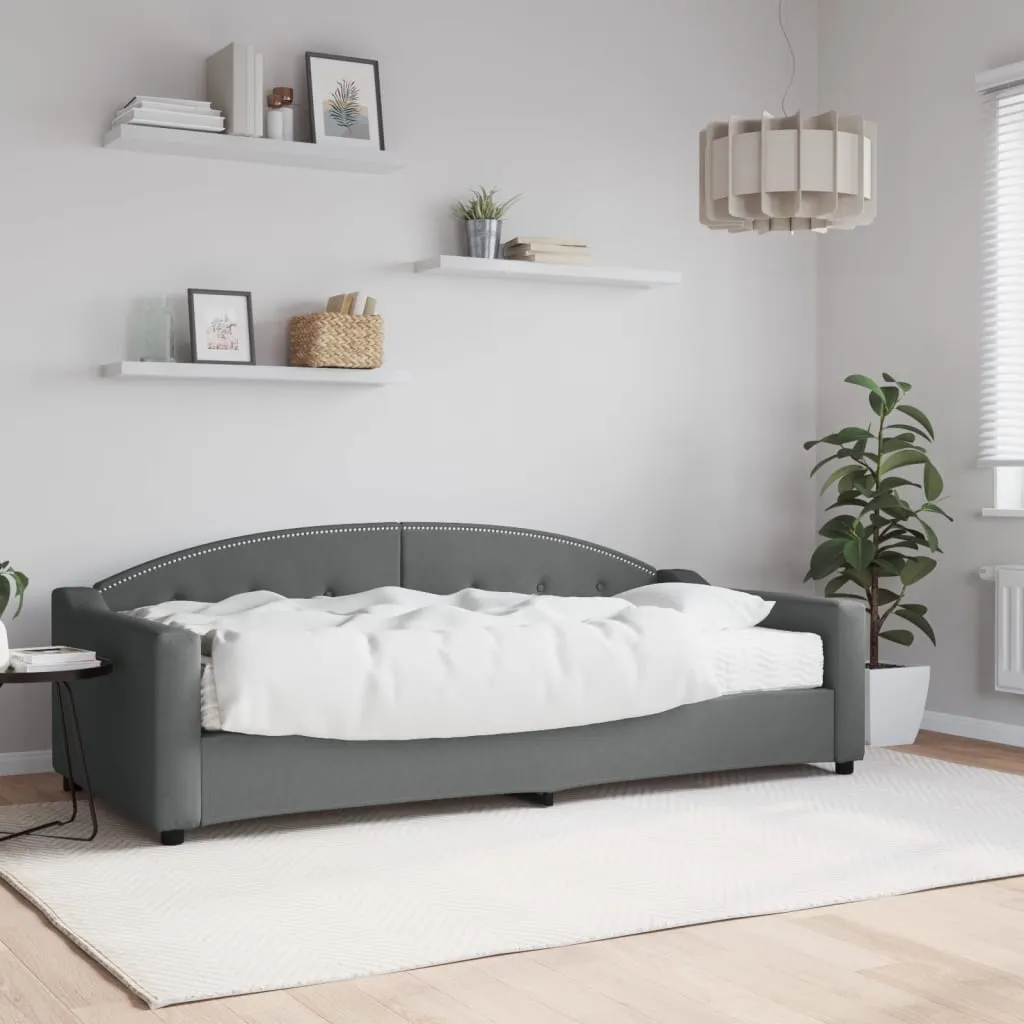 vidaXL Divano Letto con Materasso Grigio Scuro 90x200 cm in Tessuto