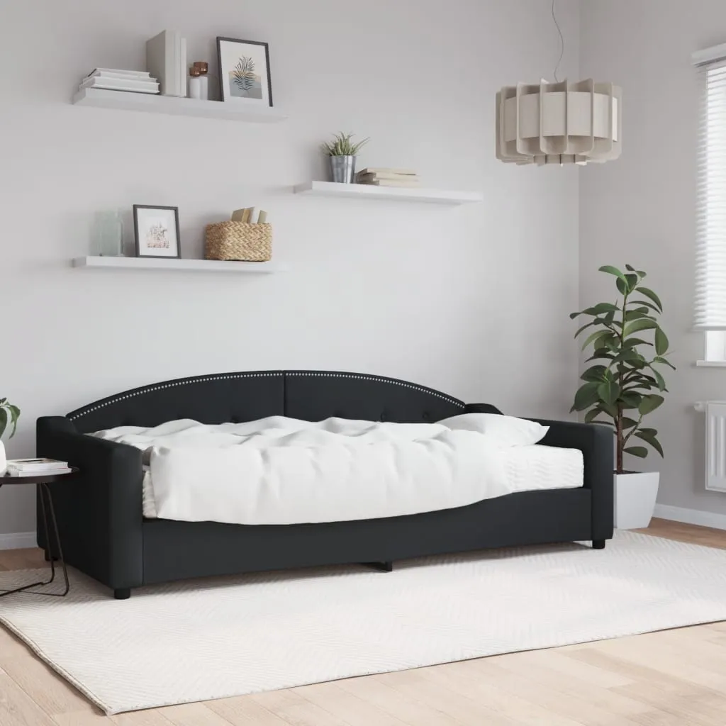 vidaXL Divano Letto con Materasso Nero 90x200 cm in Tessuto