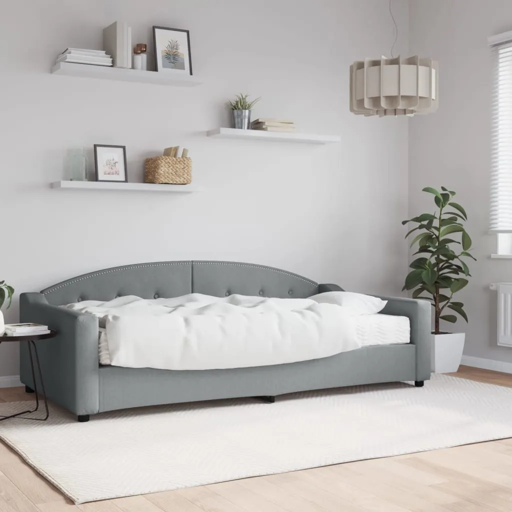 vidaXL Divano Letto con Materasso Grigio Chiaro 100x200 cm in Tessuto