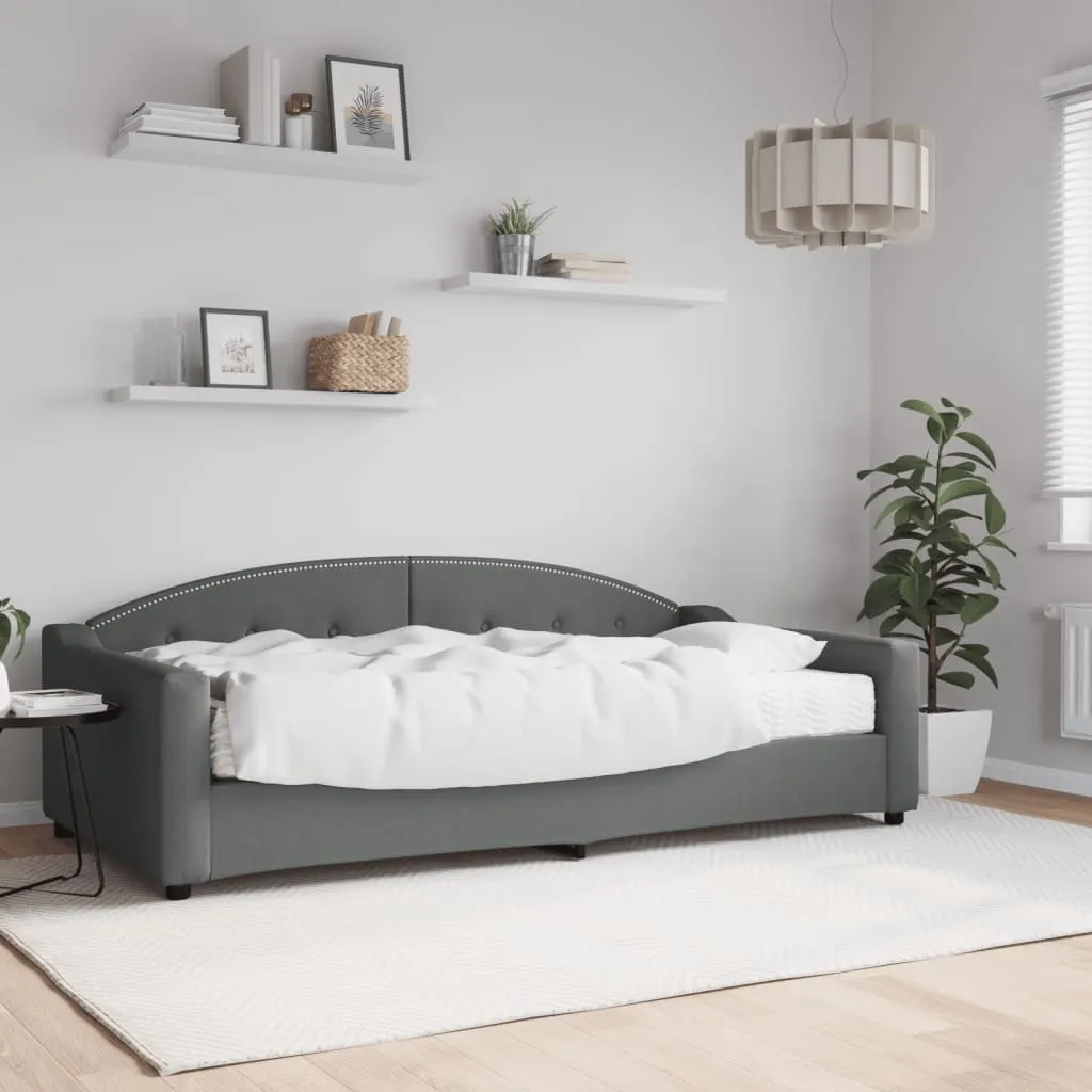 vidaXL Divano Letto con Materasso Grigio Scuro 100x200 cm in Tessuto