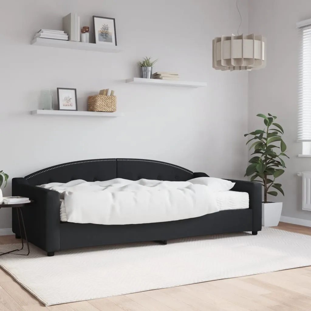 vidaXL Divano Letto con Materasso Nero 100x200 cm in Tessuto