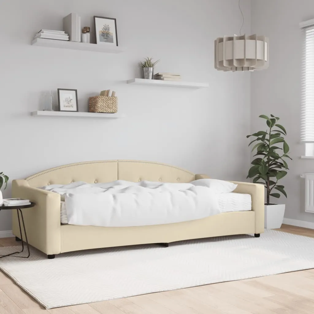 vidaXL Divano Letto con Materasso Crema 100x200 cm in Tessuto