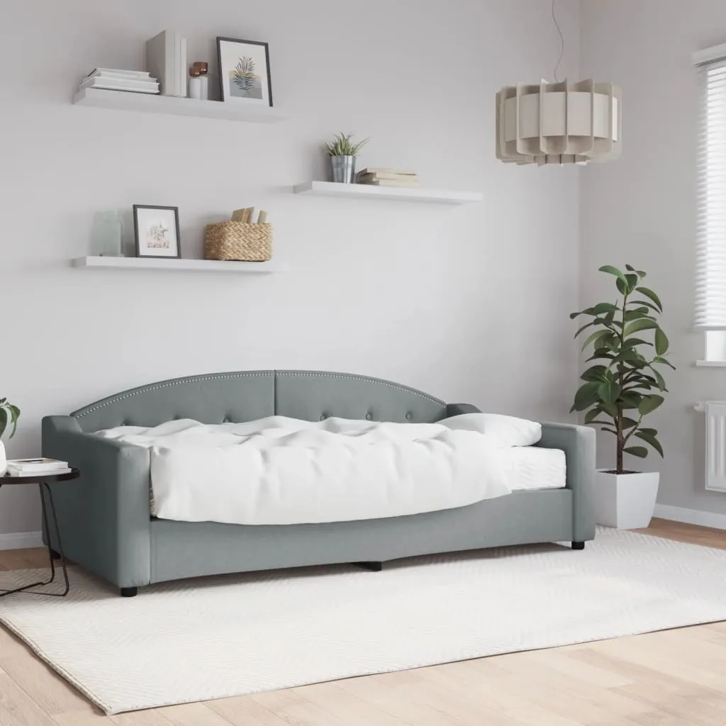 vidaXL Divano Letto con Materasso Grigio Chiaro 90x190 cm in Tessuto