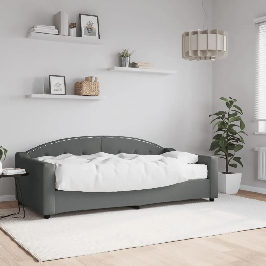 vidaXL Divano Letto con Materasso Grigio Scuro 90x190 cm in Tessuto