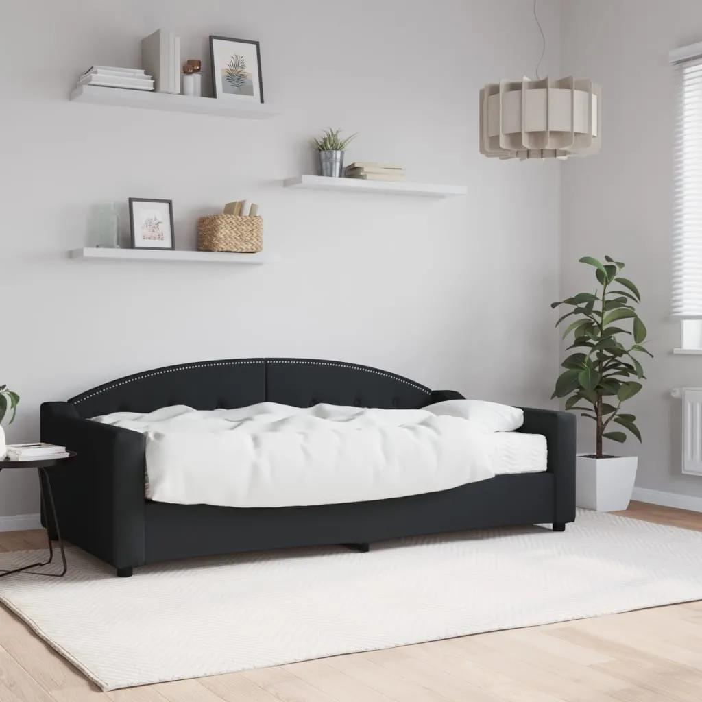 vidaXL Divano Letto con Materasso Nero 90x190 cm in Tessuto