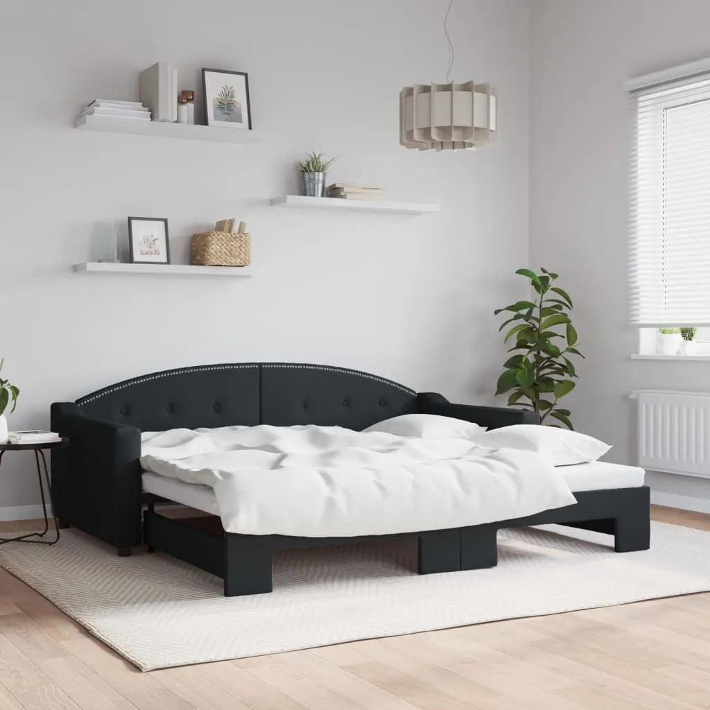 vidaXL Divano Letto con Letto Estraibile Nero 90x190 cm in Tessuto