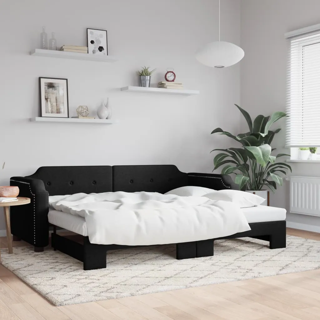 vidaXL Divano Letto con Letto Estraibile Nero 90x190 cm in Tessuto