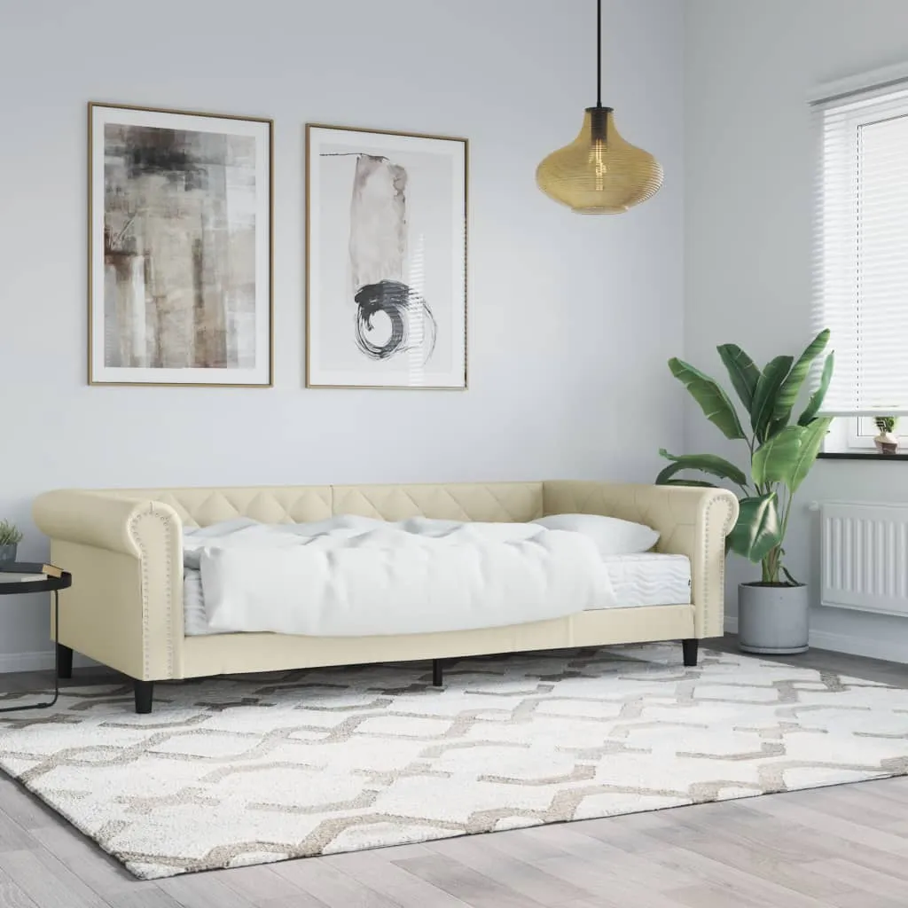 vidaXL Divano Letto con Materasso Crema 90x200 cm in Similpelle