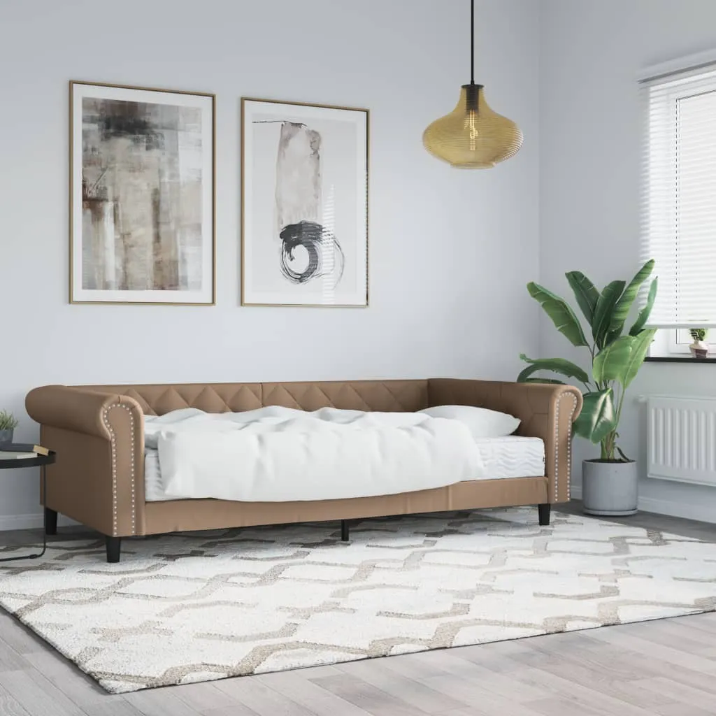 vidaXL Divano Letto con Materasso Cappuccino 90x200 cm in Similpelle