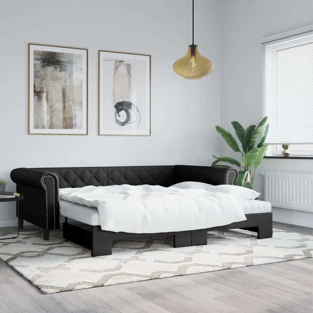 vidaXL Divano Letto con Letto Estraibile Nero 90x200 cm in Similpelle