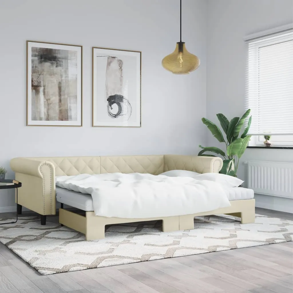 vidaXL Divano Letto con Letto Estraibile Crema 90x200 cm in Similpelle