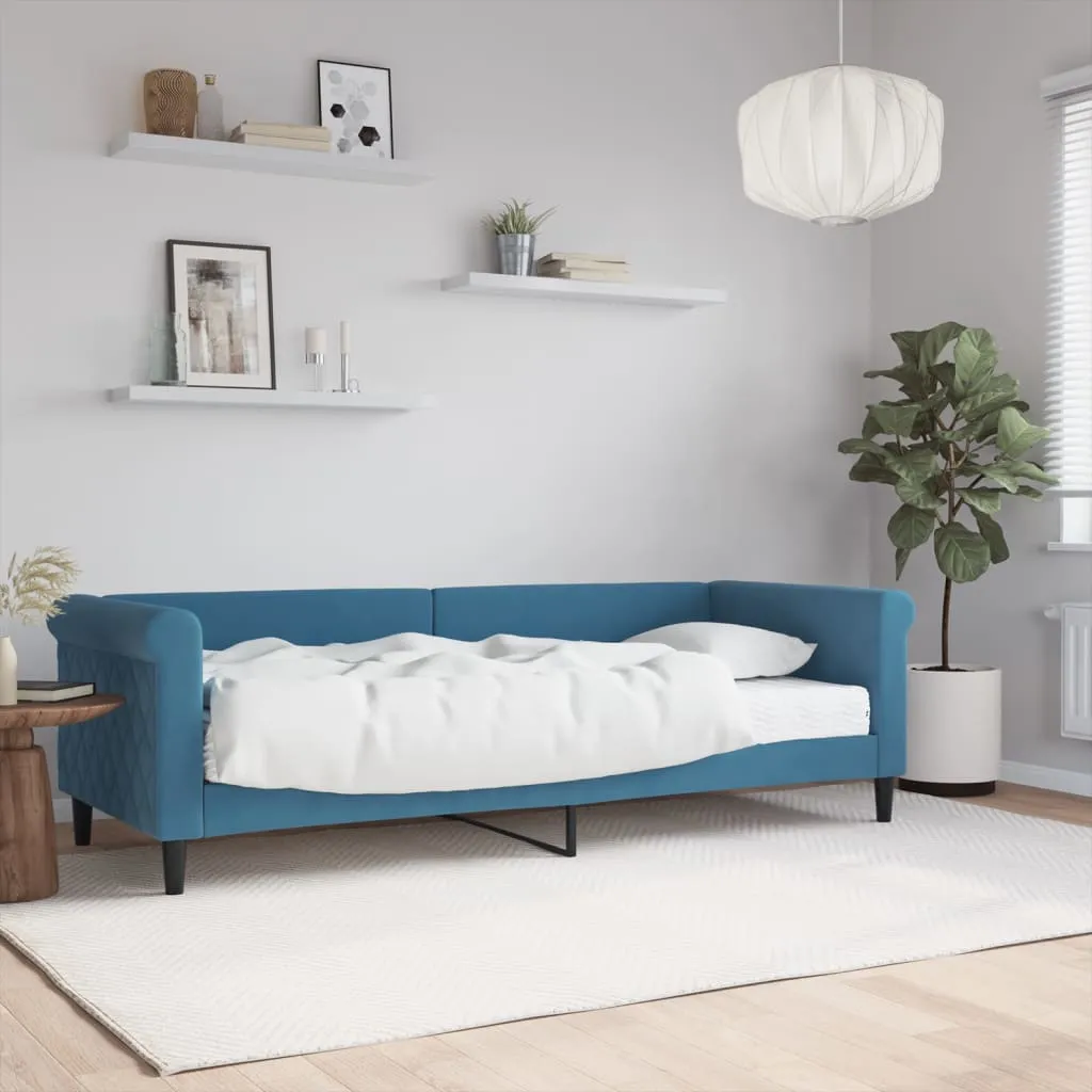 vidaXL Divano Letto con Materasso Blu 80x200 cm in Velluto