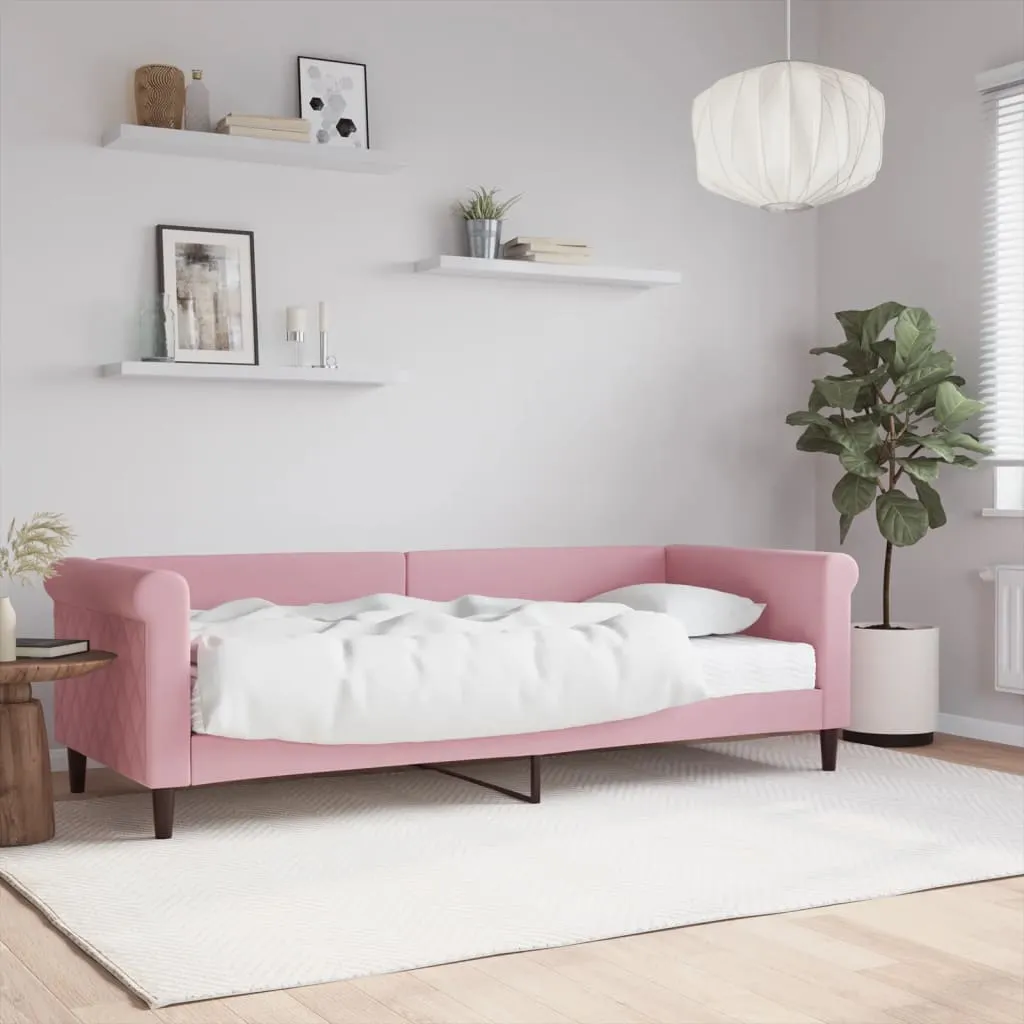 vidaXL Divano Letto con Materasso Rosa 80x200 cm in Velluto