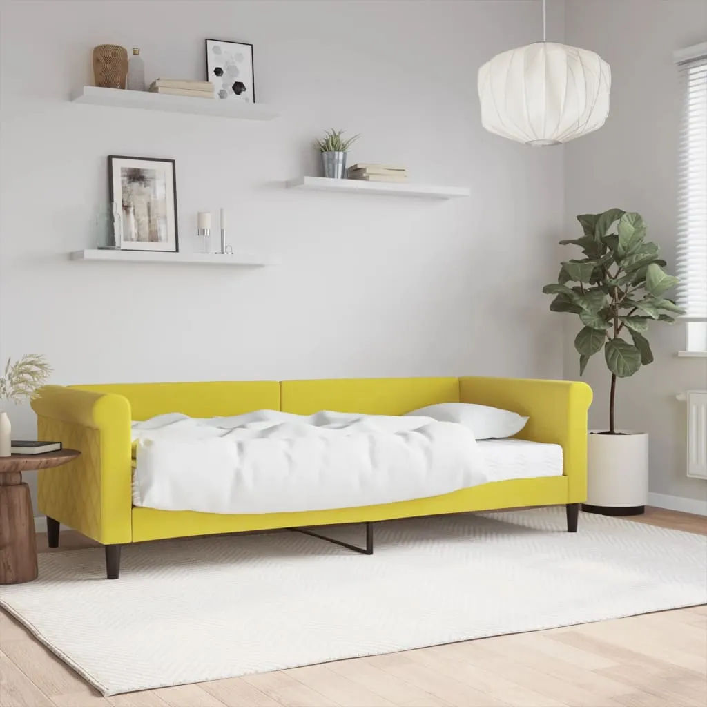 vidaXL Divano Letto con Materasso Giallo 80x200 cm in Velluto