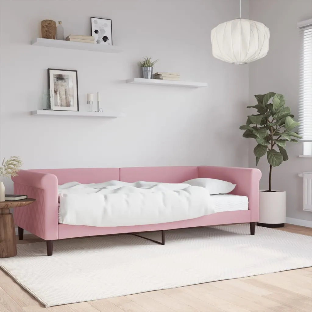 vidaXL Divano Letto con Materasso Rosa 90x200 cm in Velluto