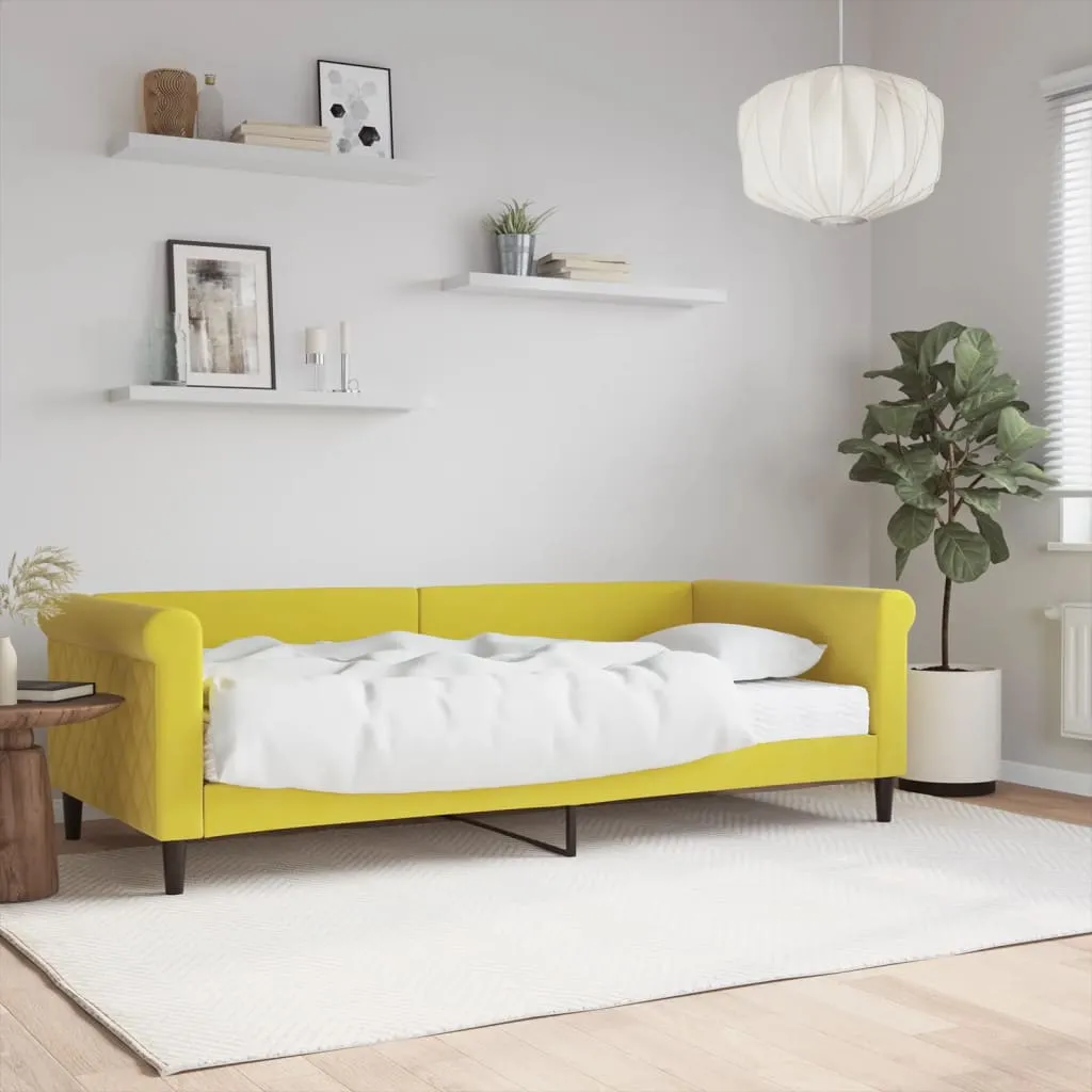 vidaXL Divano Letto con Materasso Giallo 90x200 cm in Velluto