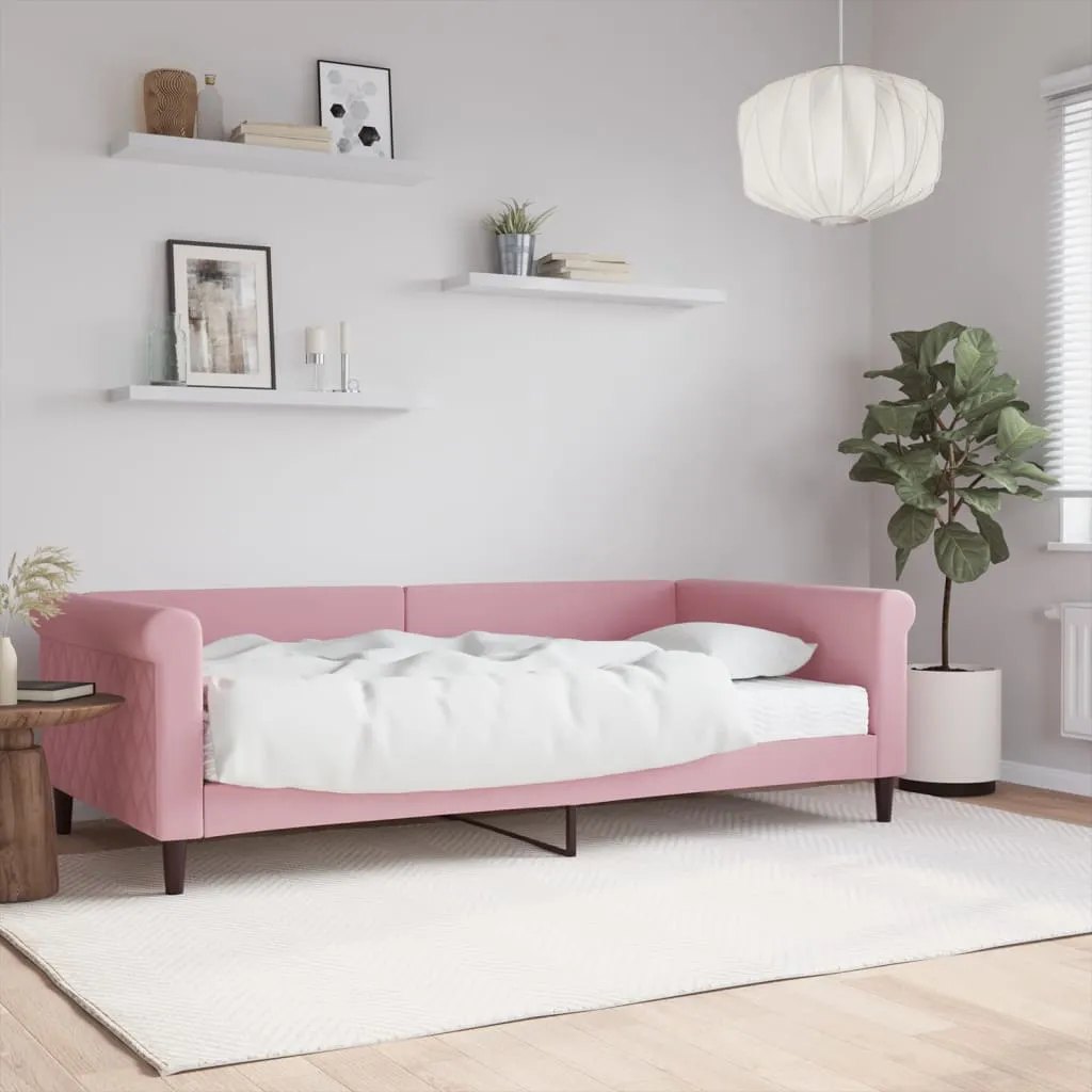 vidaXL Divano Letto con Materasso Rosa 100x200 cm in Velluto