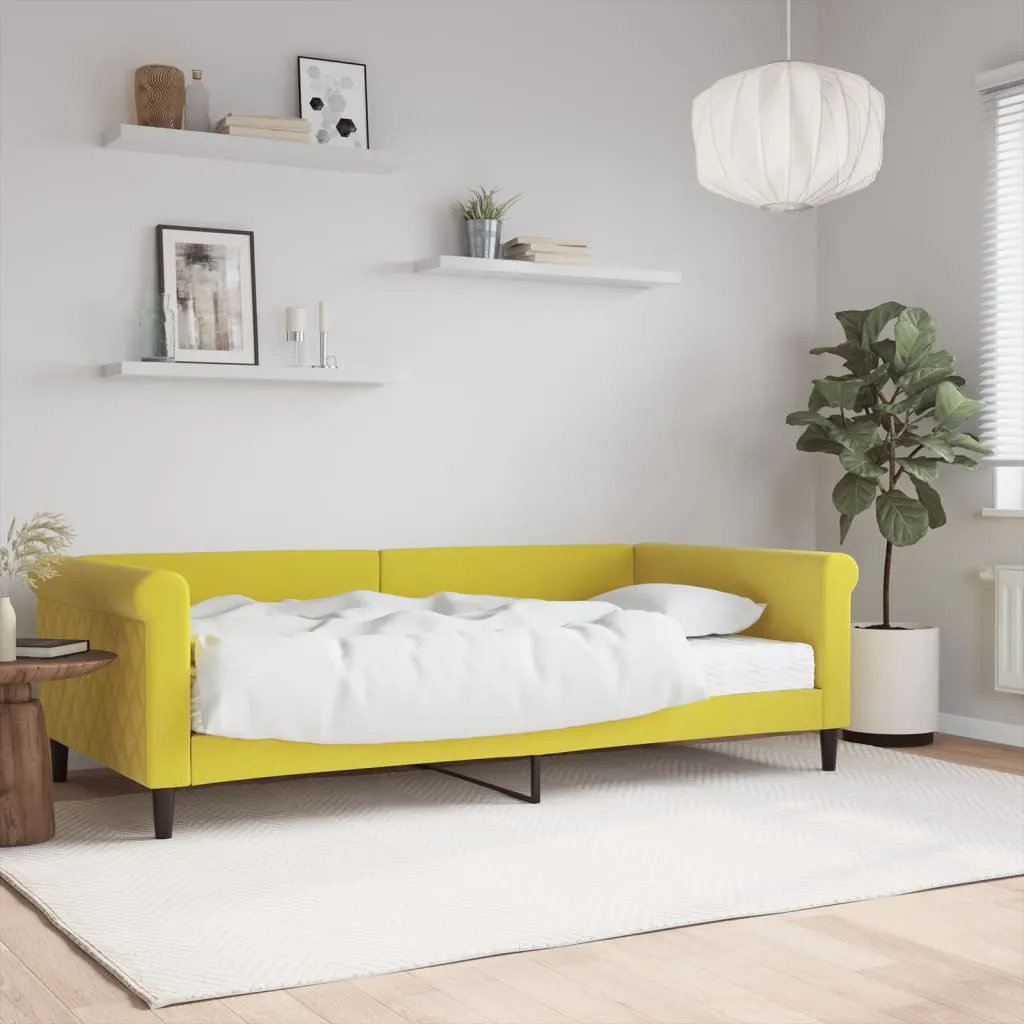 vidaXL Divano Letto con Materasso Giallo 100x200 cm in Velluto