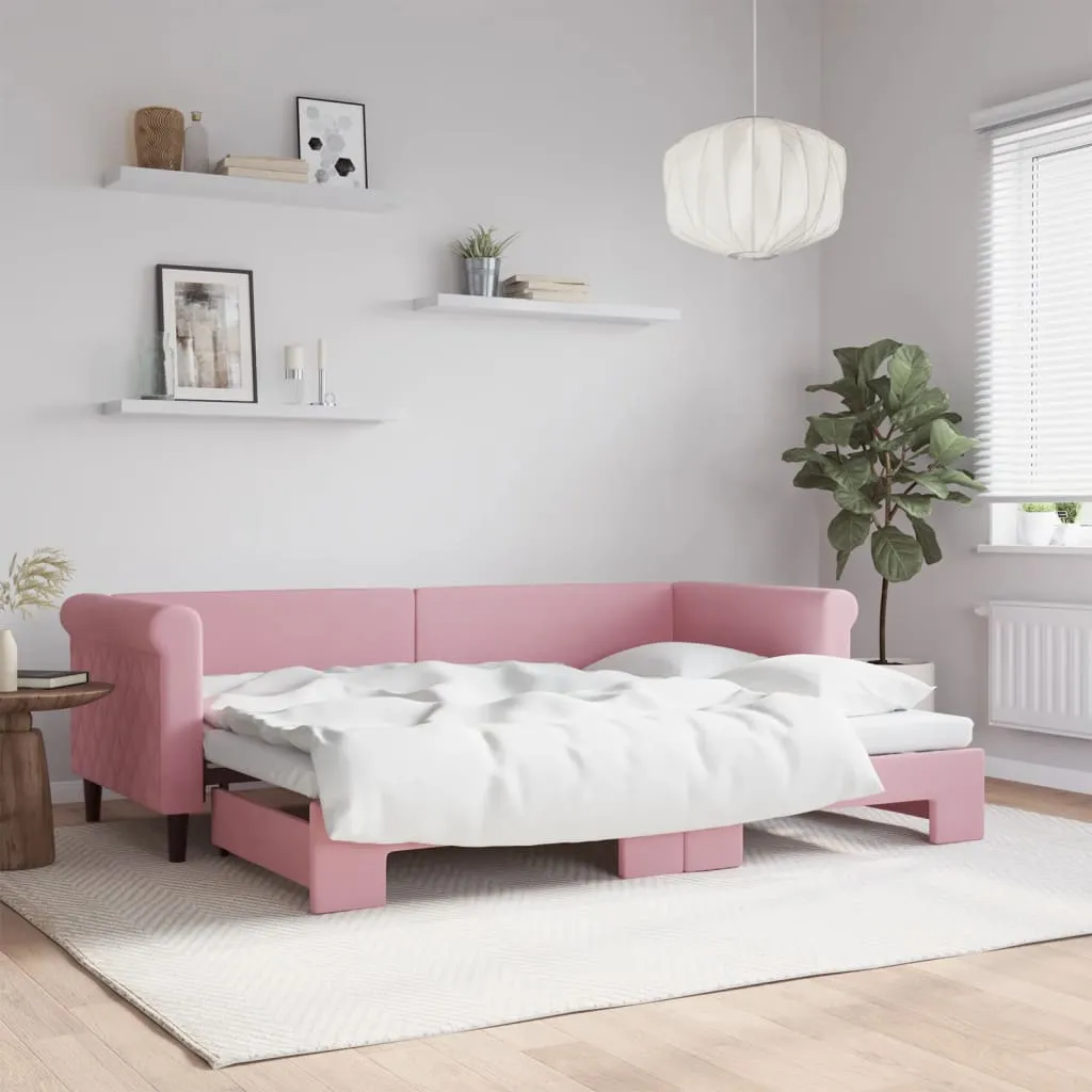 vidaXL Divano Letto con Letto Estraibile Rosa 80x200 cm in Velluto