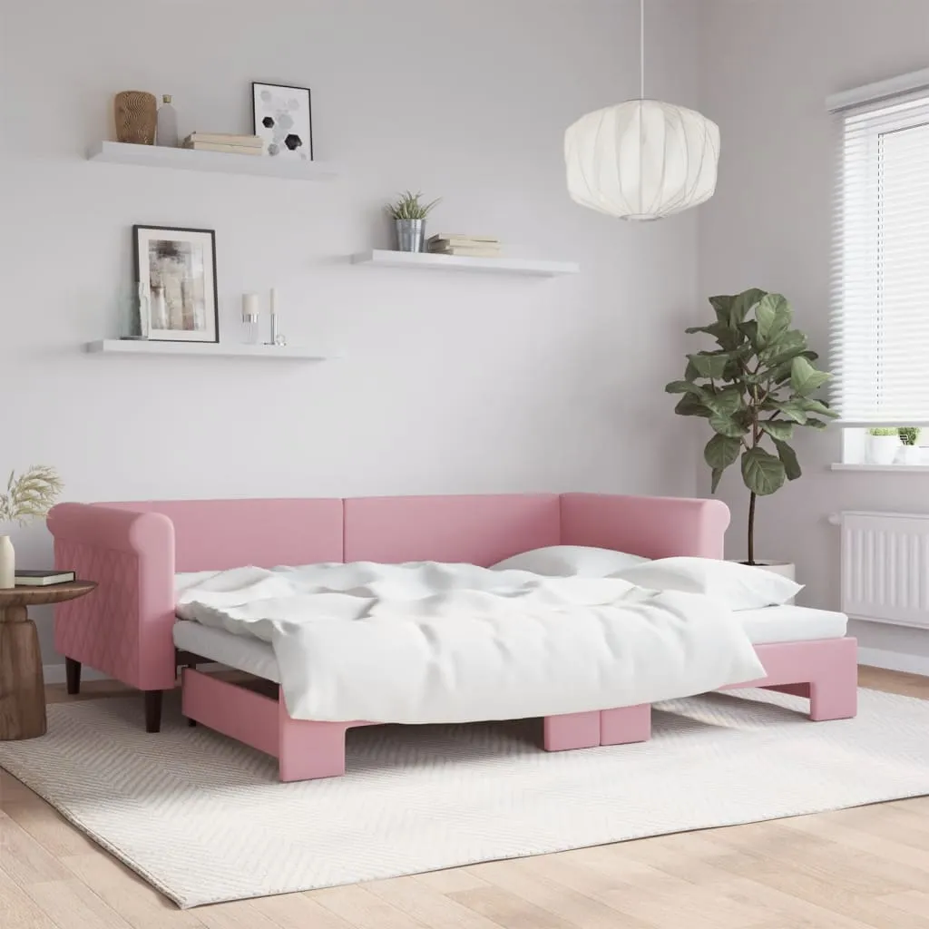 vidaXL Divano Letto con Letto Estraibile Rosa 90x200 cm in Velluto