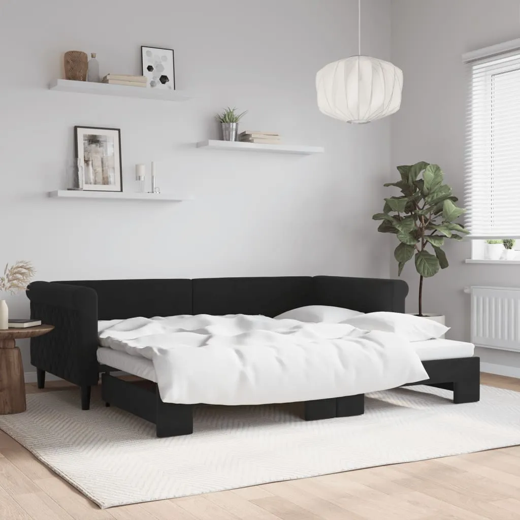 vidaXL Divano Letto con Letto Estraibile Nero 90x200 cm in Velluto