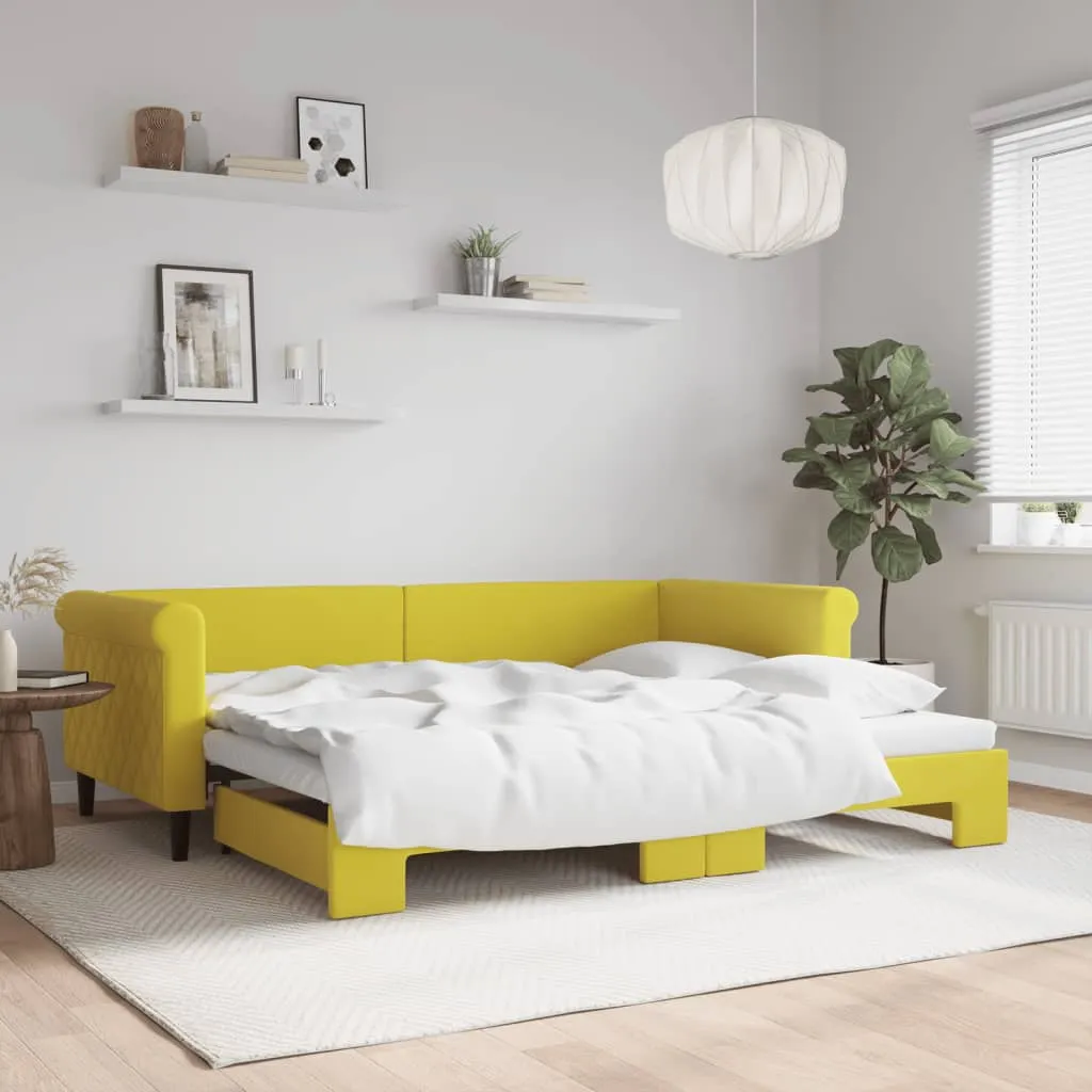 vidaXL Divano Letto con Letto Estraibile Giallo 90x200 cm in Velluto