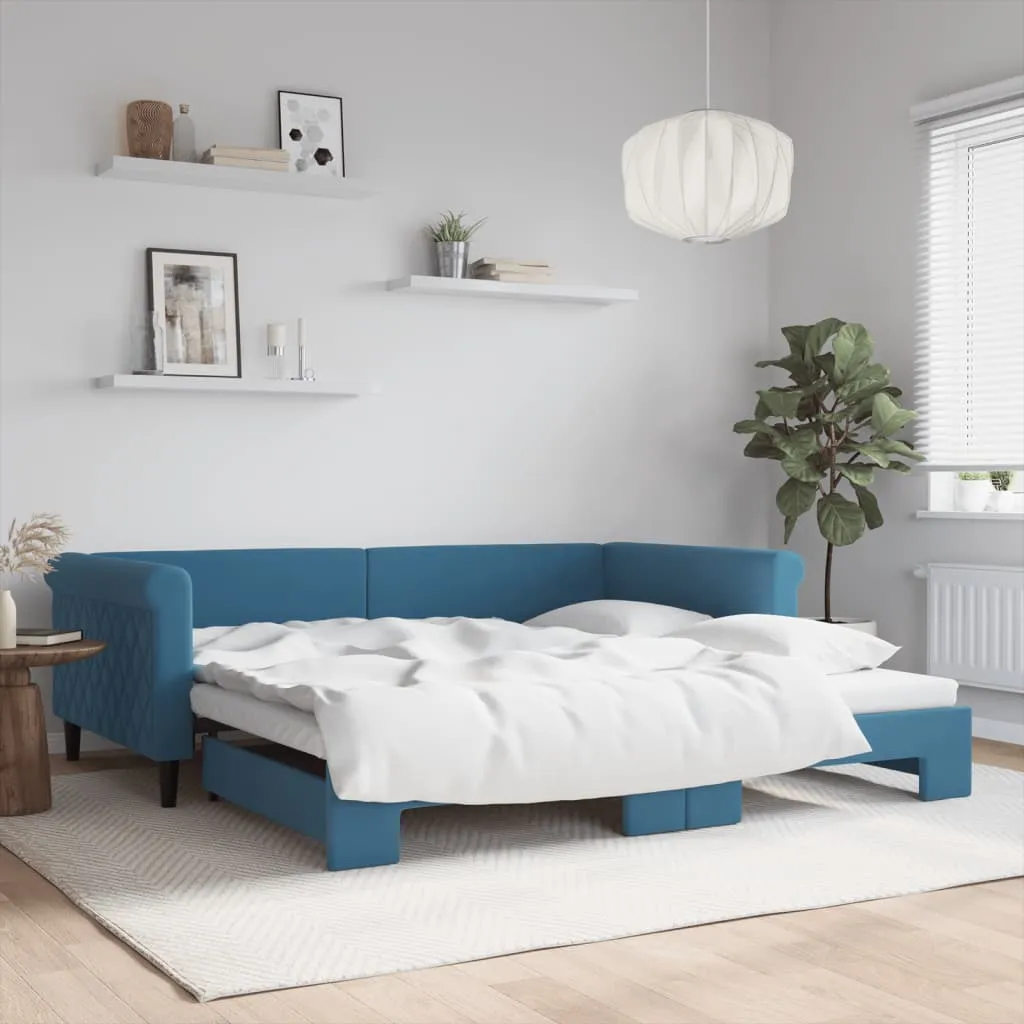 vidaXL Divano Letto con Letto Estraibile Blu 100x200 cm in Velluto