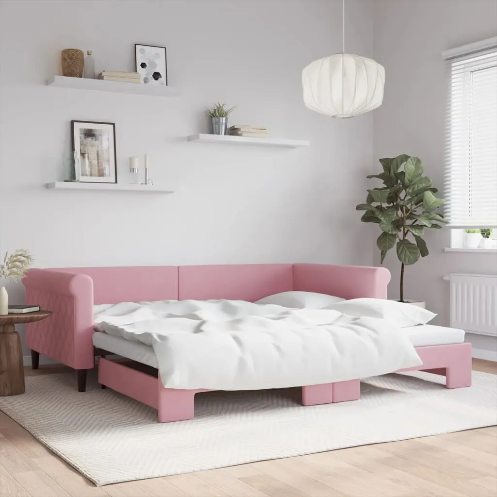 vidaXL Divano Letto con Letto Estraibile Rosa 100x200 cm in Velluto