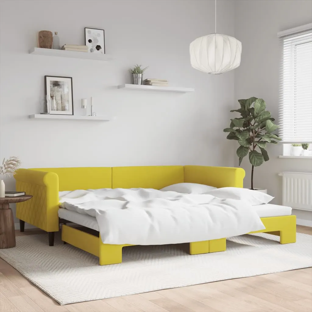 vidaXL Divano Letto con Letto Estraibile Giallo 100x200 cm in Velluto