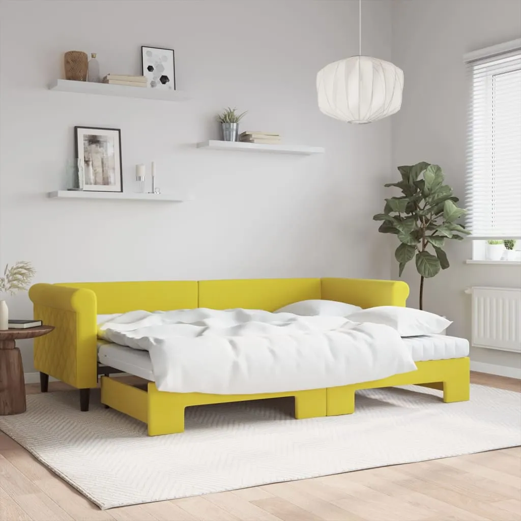 vidaXL Divano Letto Estraibile con Materassi Giallo 80x200 cm Velluto