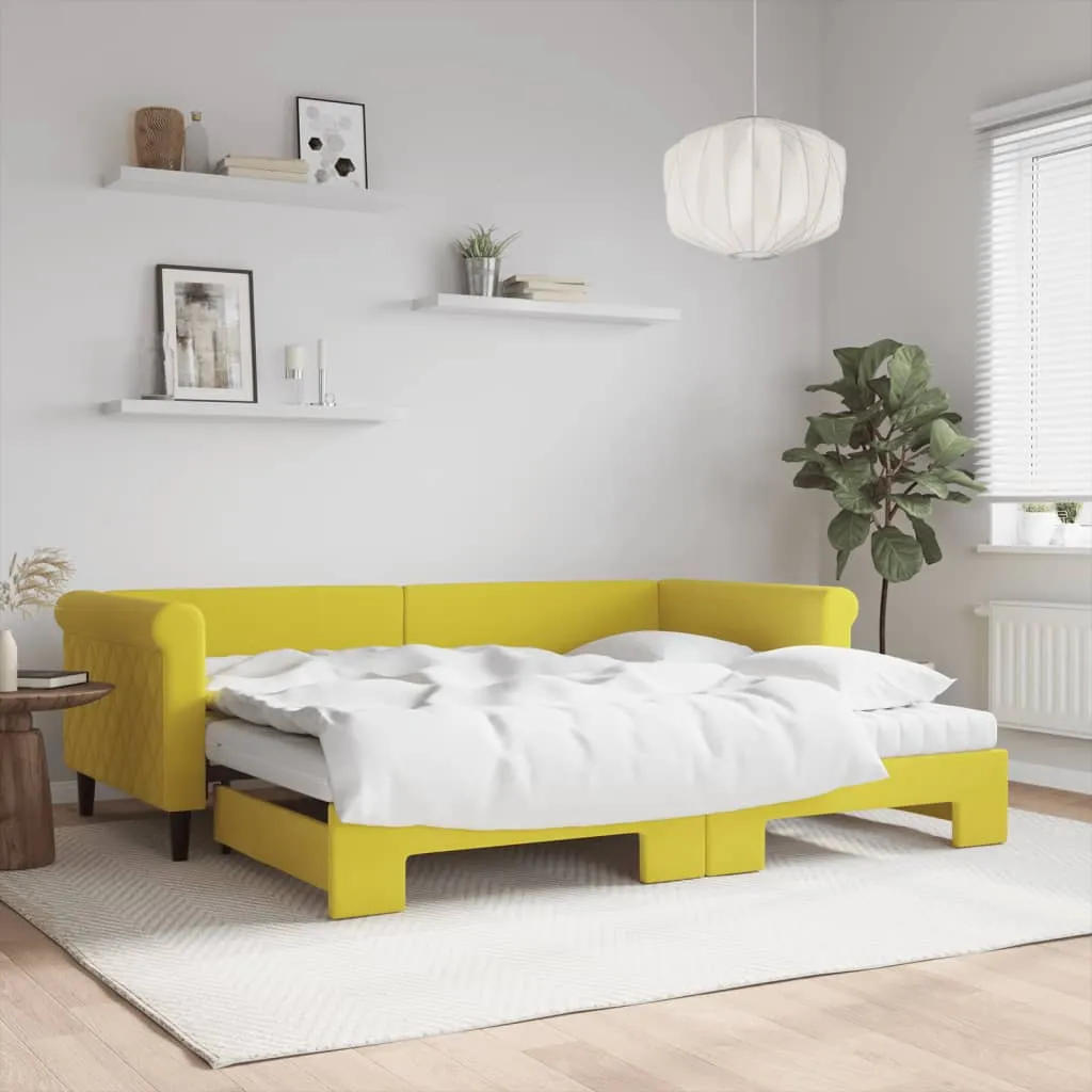 vidaXL Divano Letto Estraibile con Materassi Giallo 90x200 cm Velluto