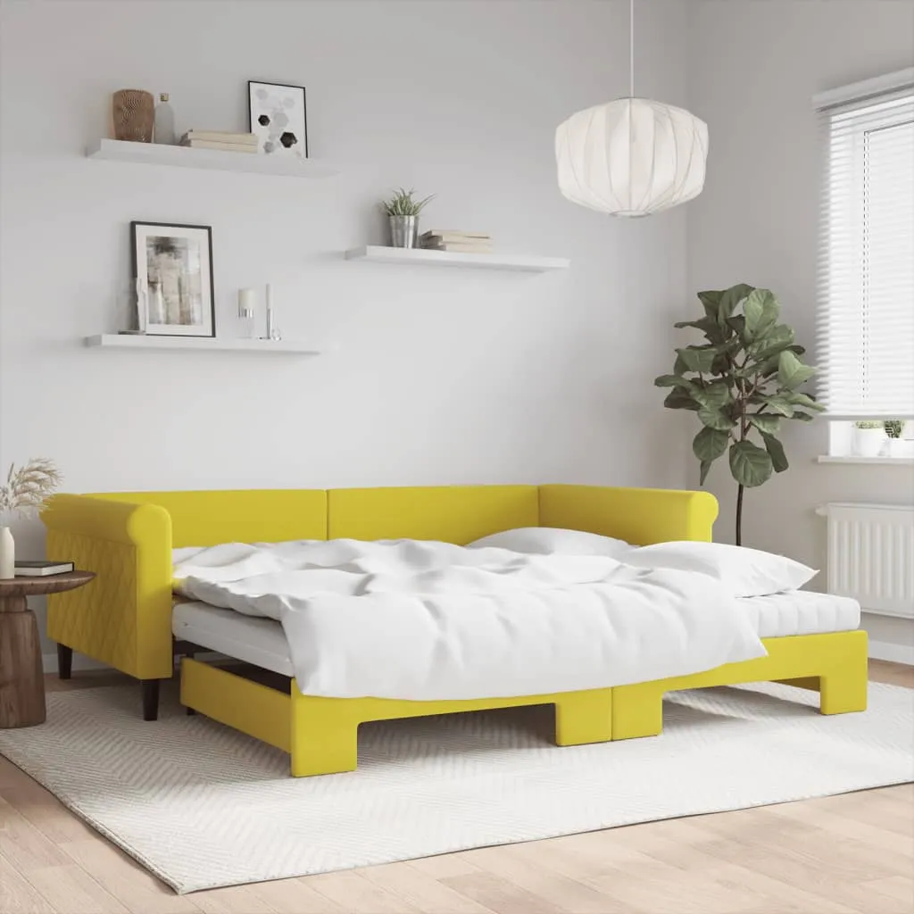 vidaXL Divano Letto Estraibile con Materassi Giallo 100x200 cm Velluto