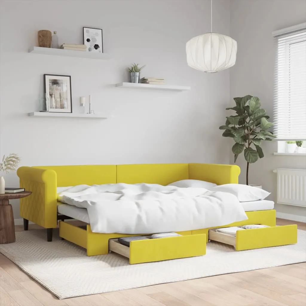 vidaXL Divano Letto Estraibile con Cassetti Giallo 80x200cm in Velluto