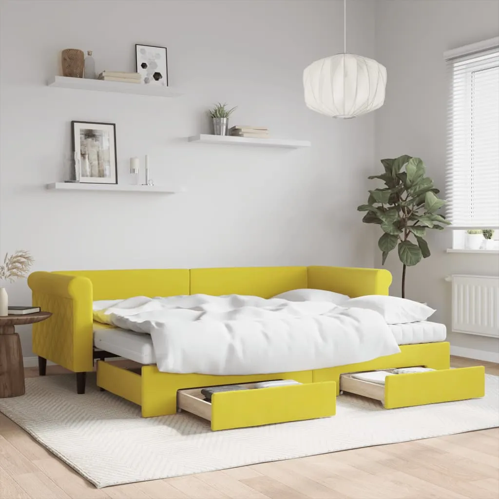 vidaXL Divano Letto Estraibile con Cassetti Giallo 80x200cm in Velluto