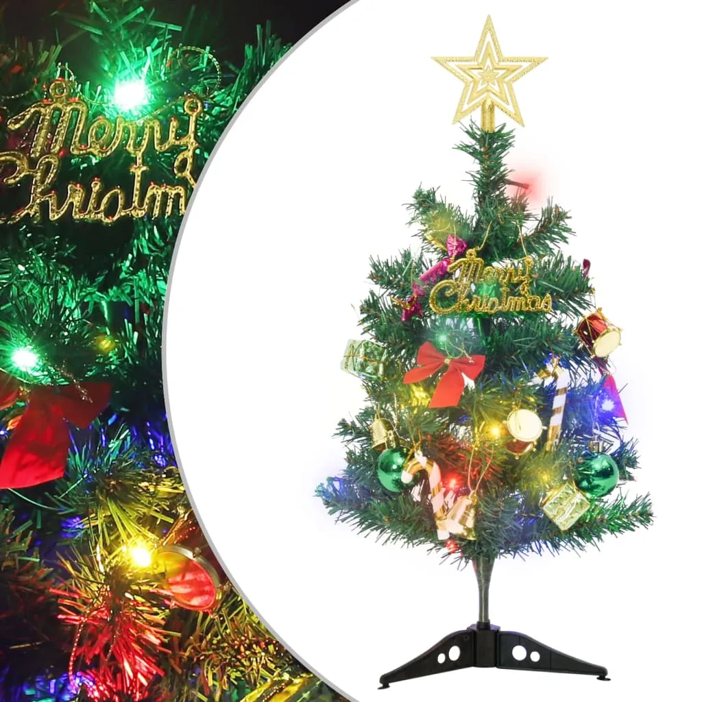 vidaXL Mini Albero di Natale Artificiale con Luci 30 LED Verde 60 cm