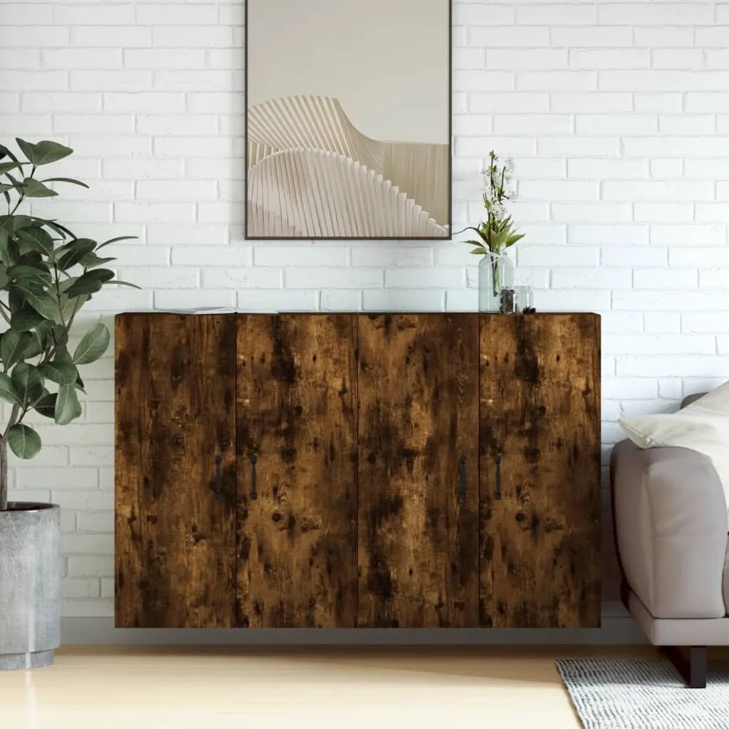 vidaXL Armadietti a Parete 2 pz Rovere Fumo in Legno Multistrato